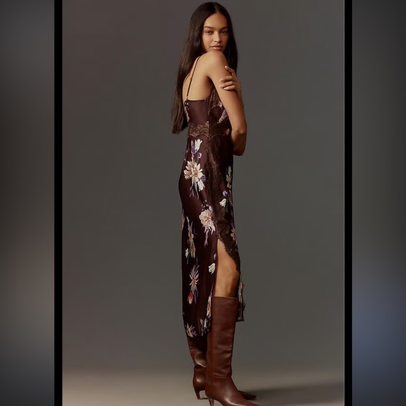 Anthropologie Hutch Satin Midi Slip Dress Size L - Picture 10 of 11